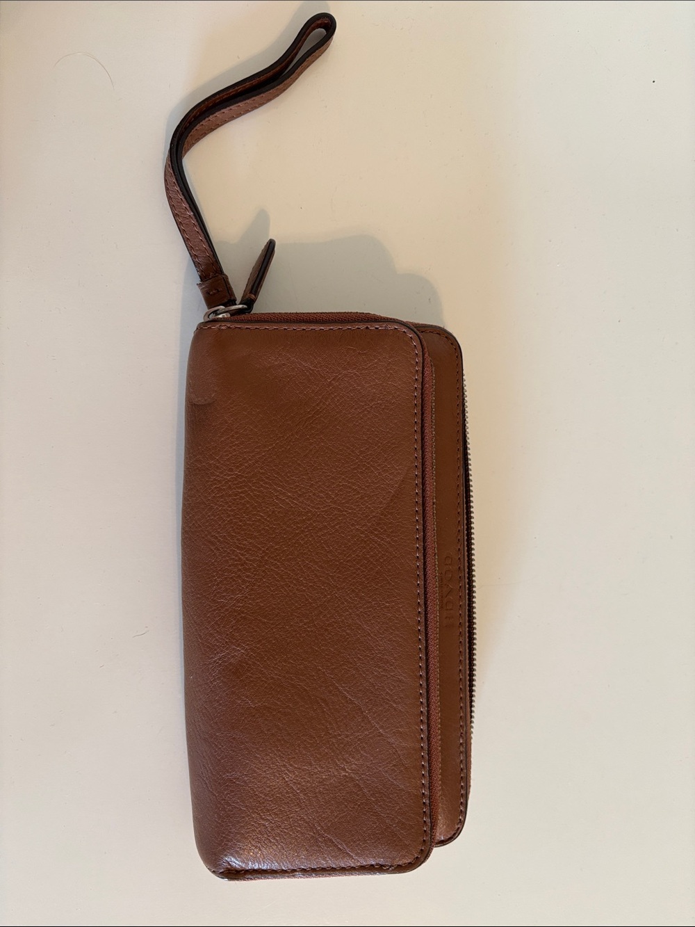 Coach Brown Leather Zip Wrist Wallet